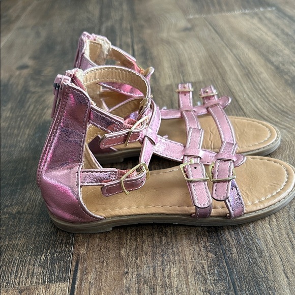 Shiny Pink gladiator Kids Sandals with Buckle Straps - Picture 3 of 7